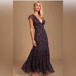 Lulu’s Day Dream navy blue floral dress NWT